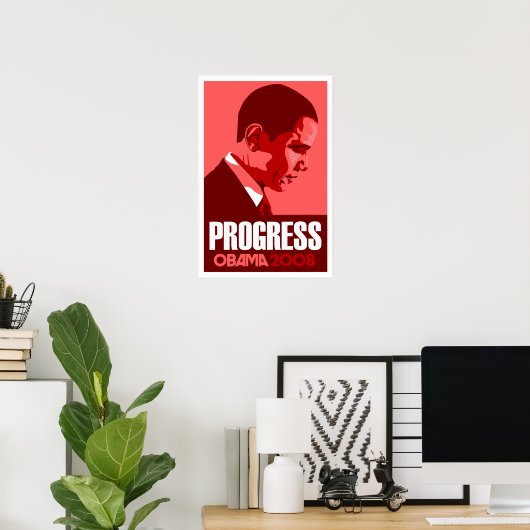 Obama - Affiche rouge foncé Progress (Bureau à domicile)