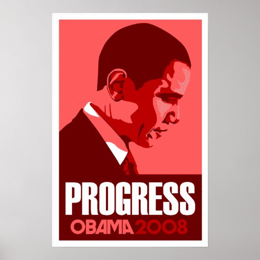 Obama - Affiche rouge foncé Progress (Devant)