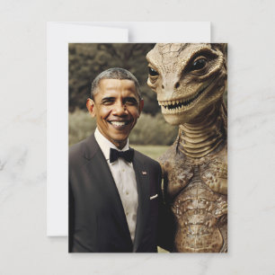 Obama Alien ontmoet  fotosamenzwering Briefkaart