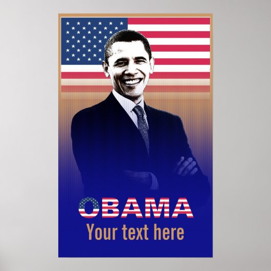 Obama avec le texte - Poster - modèle (Devant)