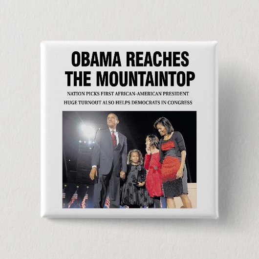 Obama bereikt de Button van de bergtop (Voorkant)