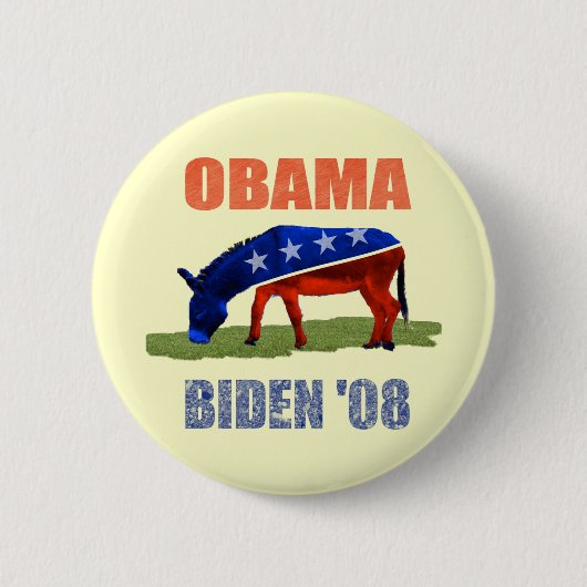 Obama Biden '08 Democratische Button Pin (Voorkant)