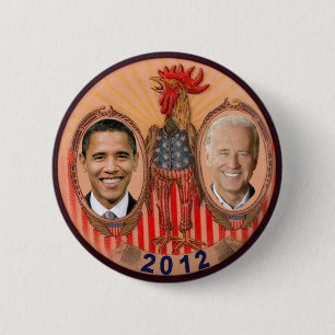 Obama Biden 2012 Rooster Ronde Button 5,7 Cm