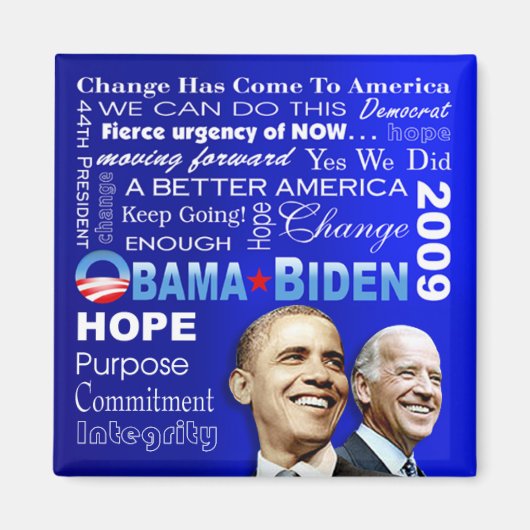 Obama Biden Collage Magneet (blauw) (Voorkant)