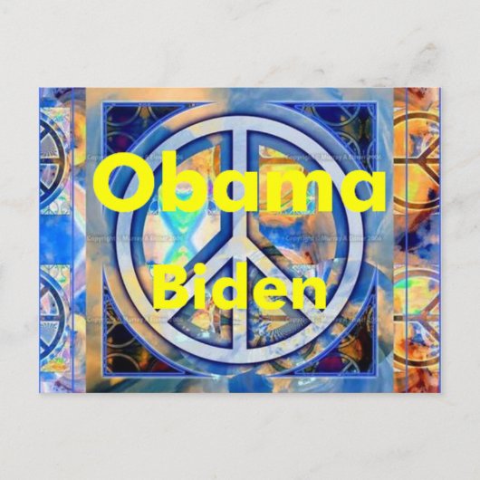 Obama Biden PEACE Briefkaart (Voorkant)
