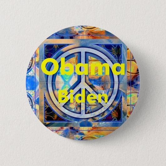 Obama Biden PEACE Button (Voorkant)