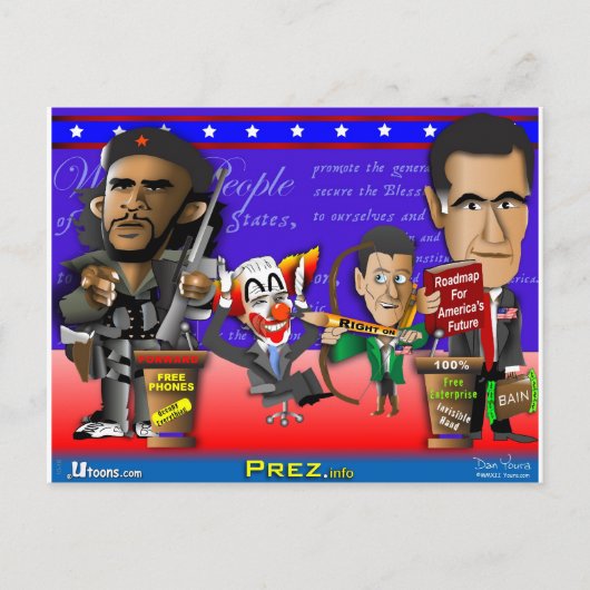 Obama Biden Romney Ryan Briefkaart (Voorkant)
