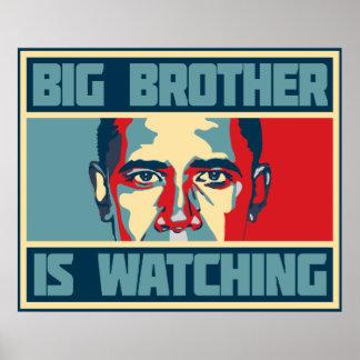 Obama Big Brother kijkt naar Poster