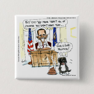Obama & Bo Satirische Cartoon Cadeaus T-shirts & K Vierkante Button 5,1 Cm