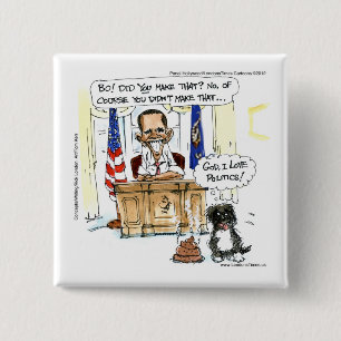 Obama & Bo Satirische Cartoon Cadeaus T-shirts & K Vierkante Button 5,1 Cm