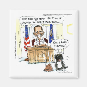 Obama & Bo Satirische Cartoon Gifts T - shirts & K Magneet