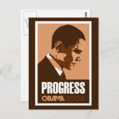 Obama - Carte postale Brown foncée Progress (Devant / Derrière)
