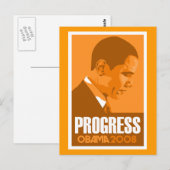Obama - Carte postale Orange foncé Progress (Devant / Derrière)