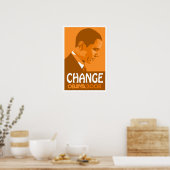 Obama - Change Dark Orange Poster (Cuisine)