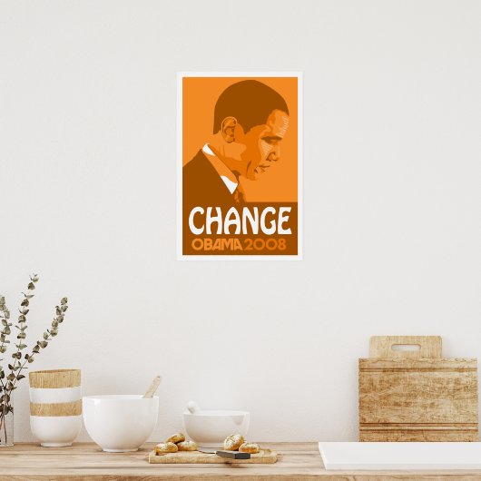 Obama - Change Dark Orange Poster (Cuisine)