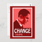 Obama - Changer de carte postale rouge foncé (Devant / Derrière)