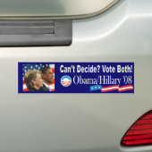 Obama/Clinton '08 Bumpersticker (Op auto)