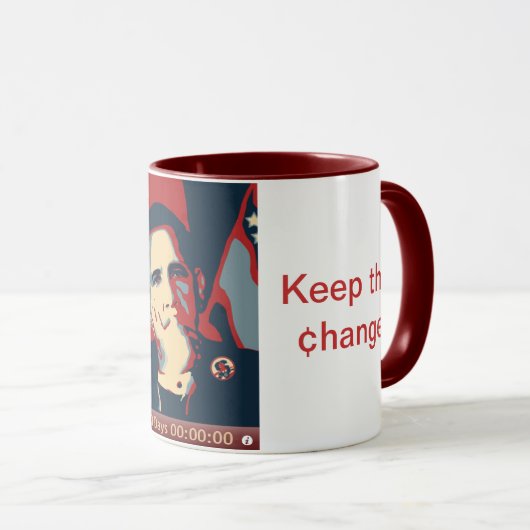 Obama Clock Mok - Maroon (Voorkant rechts)