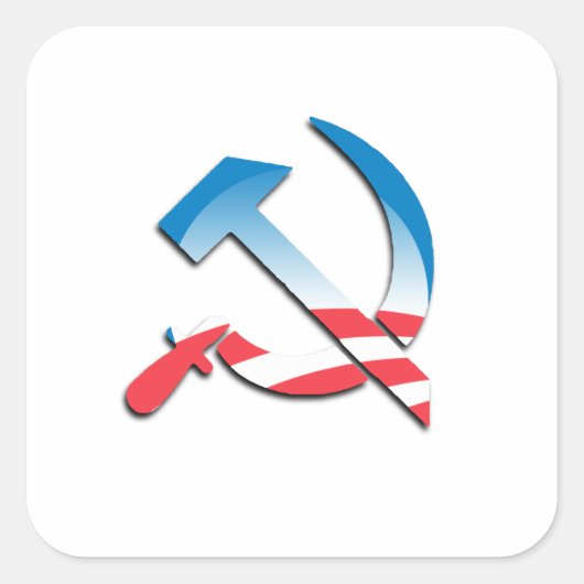 Obama communistisch symbool vierkante sticker (Voorkant)