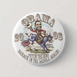 Obama Cowboy 2008 Ronde Button 5,7 Cm