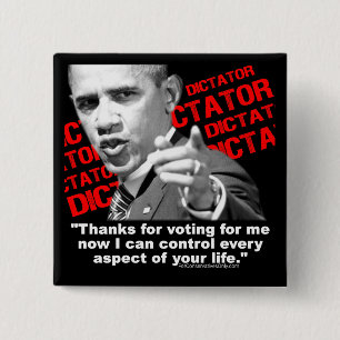 Obama de dictator vierkante button 5,1 cm