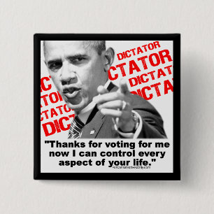 Obama de dictator vierkante button 5,1 cm