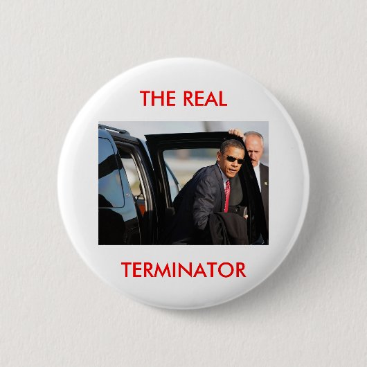 Obama - De echte Terminator Ronde Button 5,7 Cm (Voorkant)