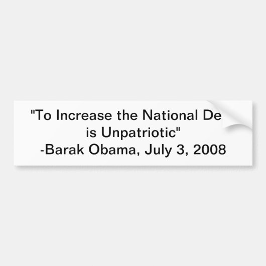 Obama Debt Quote Bumpersticker (Voorkant)
