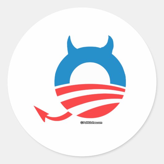 Obama Devil Ronde Sticker (Voorkant)
