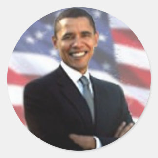 Obama en de Amerikaanse vlag Ronde Sticker