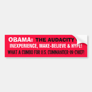 OBAMA: ERVARING, MAKE GELOOF EN HYPE! BUMPERSTICKER