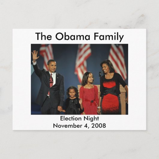 Obama Familie - verkiezingsnacht Briefkaart (Voorkant)