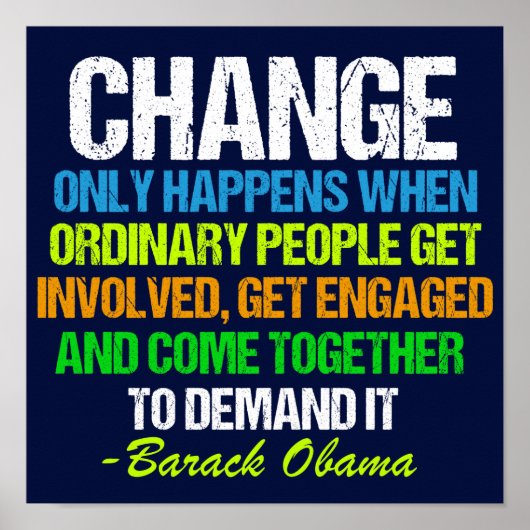 Obama Farewell Speech Quote over verandering Poster (Voorkant)