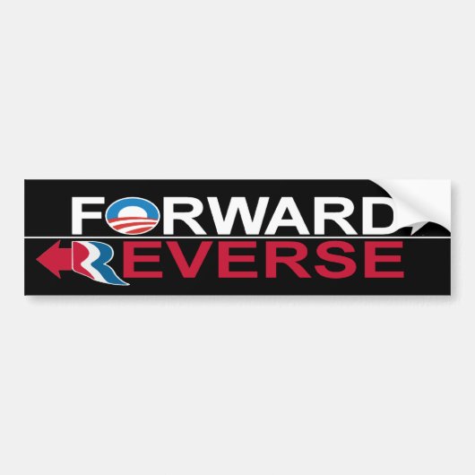 Obama Forward - Romney Reverse Bumpersticker (Voorkant)