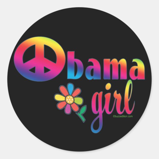 Obama Girl Ronde Sticker (Voorkant)