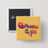 Obama Girl Vierkante Button 5,1 Cm (Voorkant /achterkant)