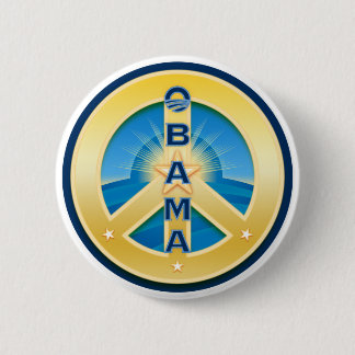Obama GoldStar Peace Button, wit Ronde Button 5,7 Cm