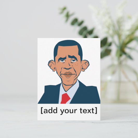 Obama - grappig portret briefkaart (Staand voorkant)