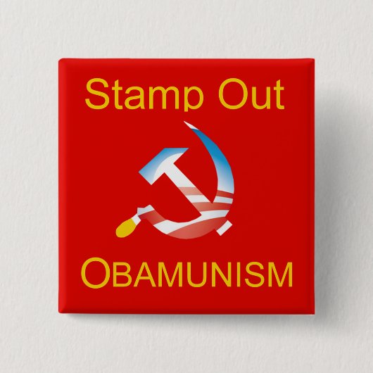 Obama Hammer en Sickle Communism Button (Voorkant)
