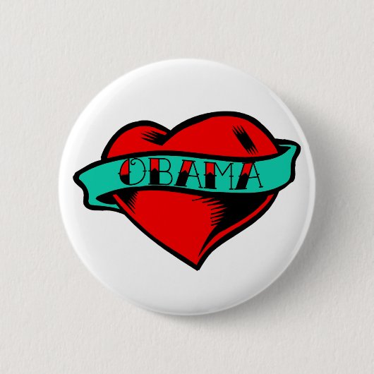 Obama Heart Tattoo Ronde Button 5,7 Cm (Voorkant)