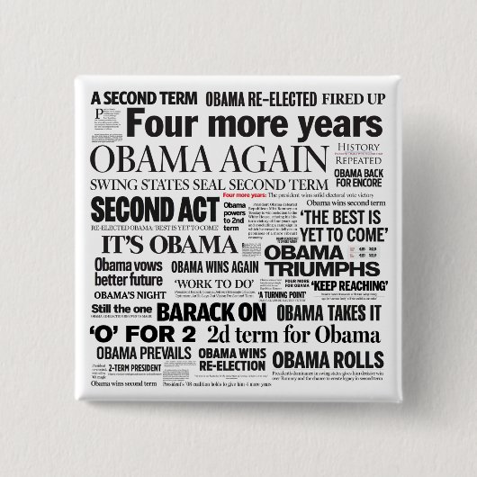 Obama herkozen Headline Collage Button (Voorkant)