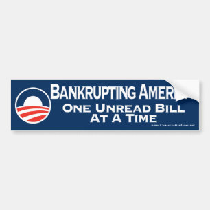 Obama: het bankroet van amerika 1 unread bill per bumpersticker