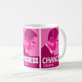 Obama - Hoop, vooruitgang, verandering donkere roz Koffiemok (Voorkant rechts)