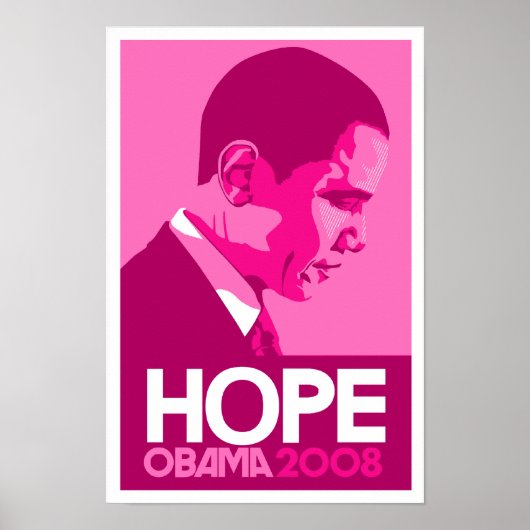 Obama - Hope Dark Pink Poster (Voorkant)
