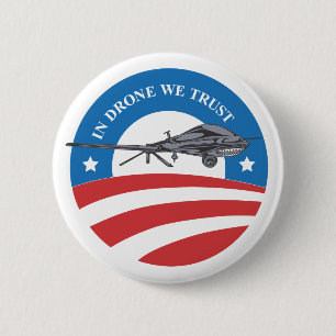 obama- In Drone We Trust-overwinning-knop Ronde Button 5,7 Cm