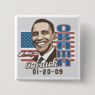 Obama Inauguration 2009 Flag Gear Vierkante Button 5,1 Cm