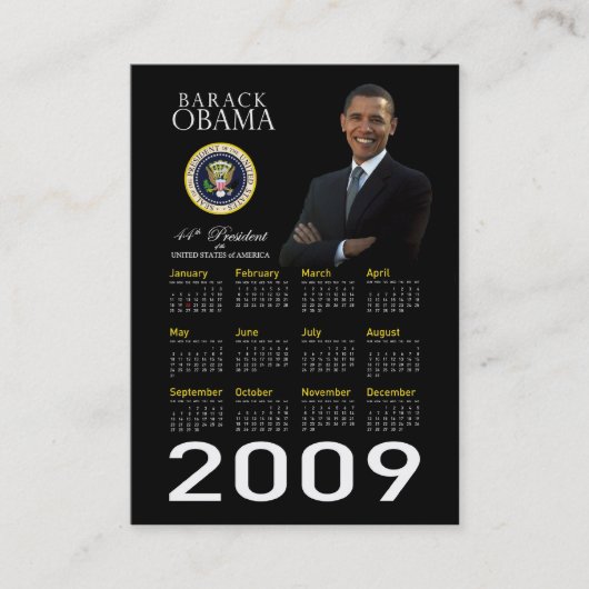 Obama Inauguration Promo Pocket Calendar 2009 Visitekaartje (Voorkant)