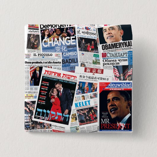 Obama International Headlines Button (Voorkant)