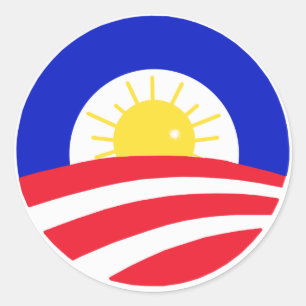 Obama is hier de zon ronde sticker