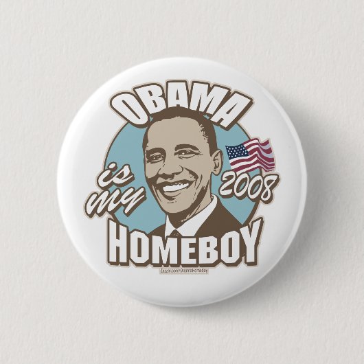 Obama is mijn Homeboy Brown Button  (Voorkant)